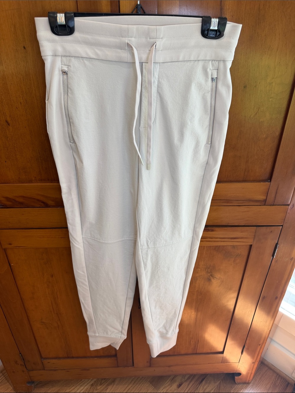 Athleta Light Cream Trekkie Drawstring Joggers with Zipper Pockets, 2
